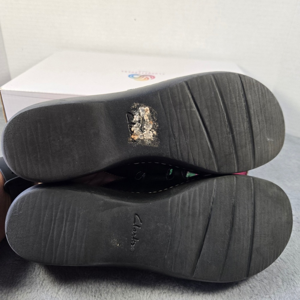 Clarks Leisa Vine Black Leather Strappy Wedge Slide Sandals Womens 8.5M - Picture 7 of 7